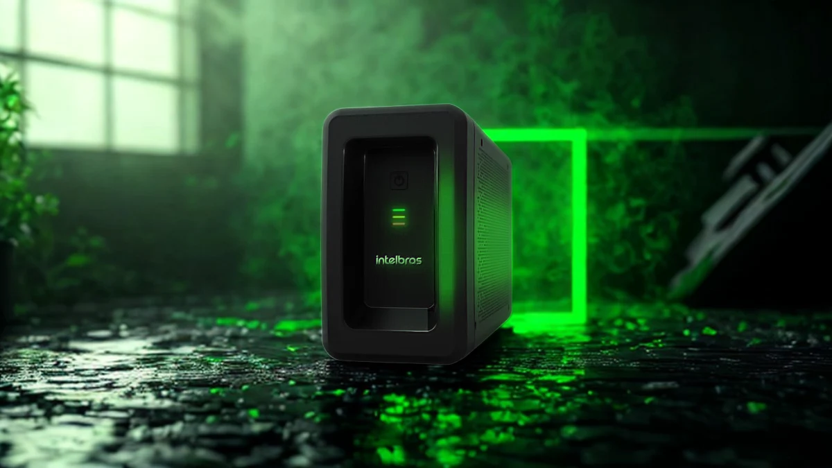 Nobreak 1200VA Interativo ATTIV Intelbras com design moderno e funcional.