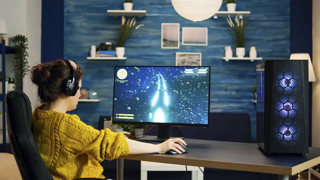 Setup gamer completo com nobreak de alta performance.