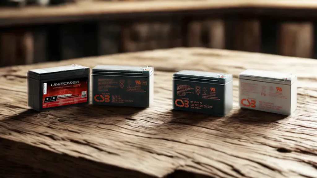 Bateria 12V para nobreak, usada para backup de energia em sistemas de proteção.